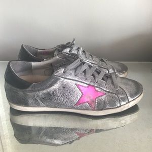 Golden Goose Silver and pink superstar sneakers